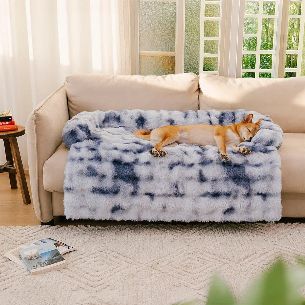 Fluffy Plush Dog Bed Soft Plush Dog Pad, Sofa Couch Pet Furniture Protector Cover, Washable, Blanket Cushion Dog Kennel