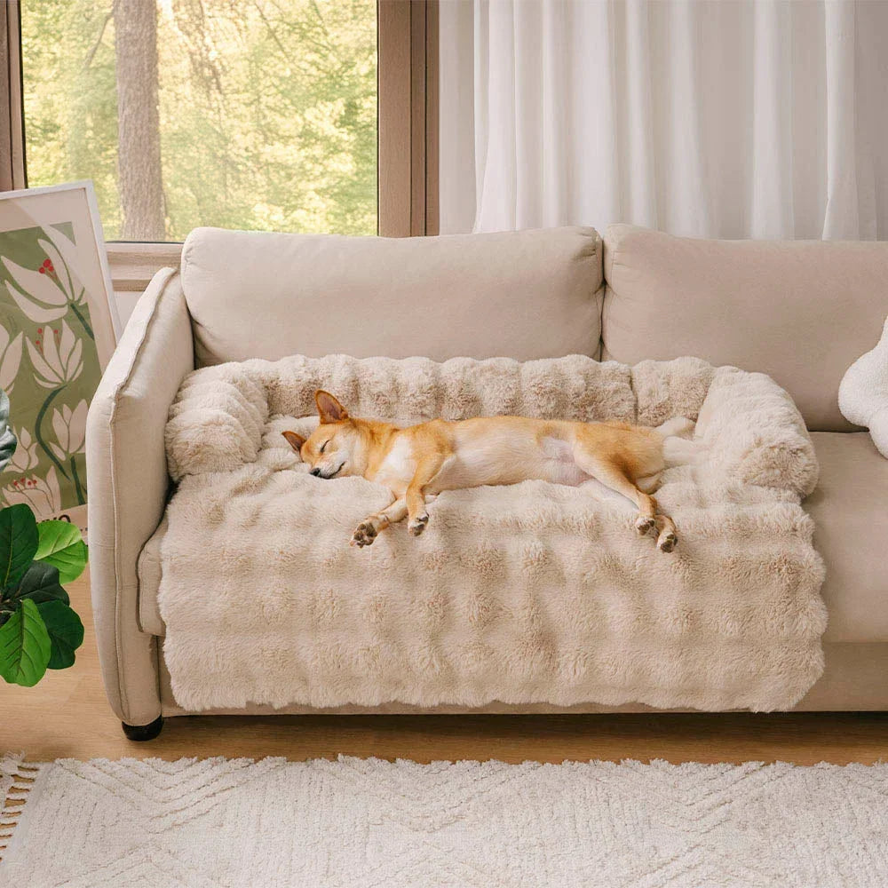 Fluffy Plush Dog Bed Soft Plush Dog Pad, Sofa Couch Pet Furniture Protector Cover, Washable, Blanket Cushion Dog Kennel