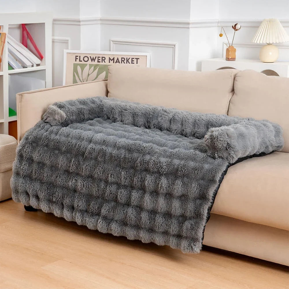 Fluffy Plush Dog Bed Soft Plush Dog Pad, Sofa Couch Pet Furniture Protector Cover, Washable, Blanket Cushion Dog Kennel