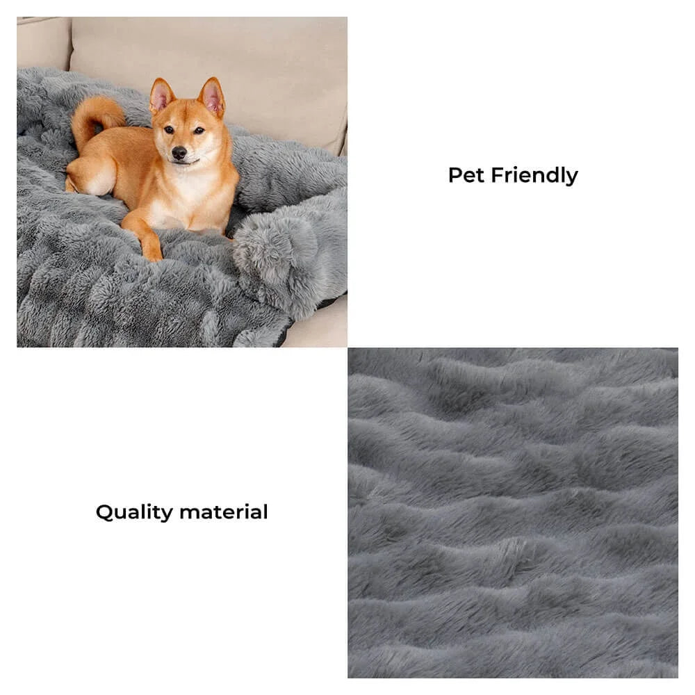 Fluffy Plush Dog Bed Soft Plush Dog Pad, Sofa Couch Pet Furniture Protector Cover, Washable, Blanket Cushion Dog Kennel