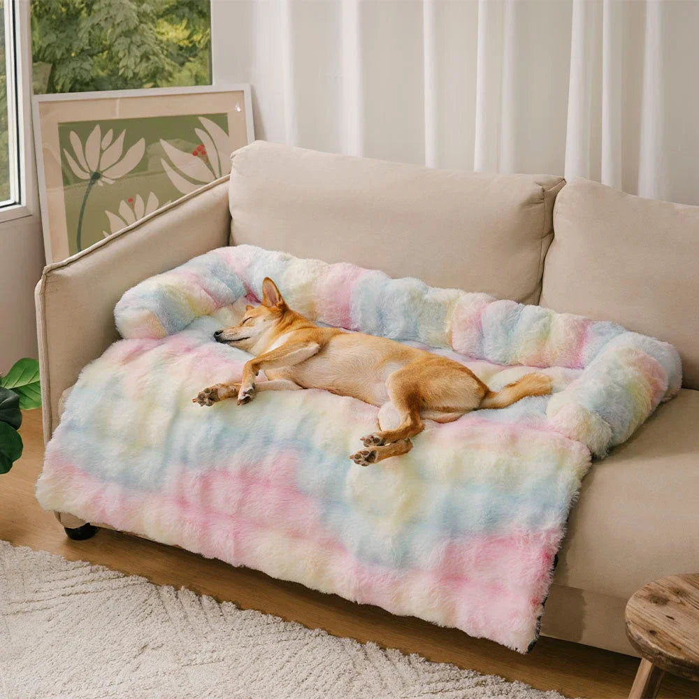 Fluffy Plush Dog Bed Soft Plush Dog Pad, Sofa Couch Pet Furniture Protector Cover, Washable, Blanket Cushion Dog Kennel