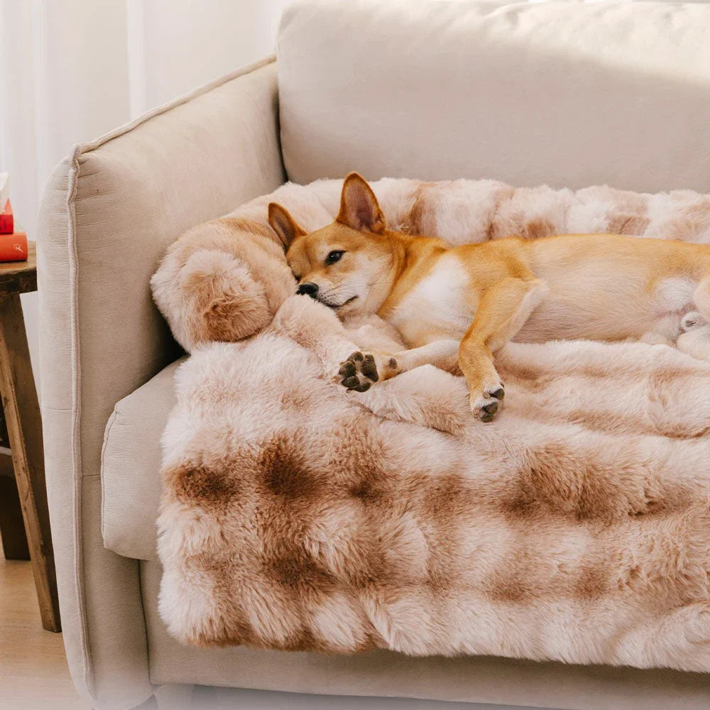 Fluffy Plush Dog Bed Soft Plush Dog Pad, Sofa Couch Pet Furniture Protector Cover, Washable, Blanket Cushion Dog Kennel