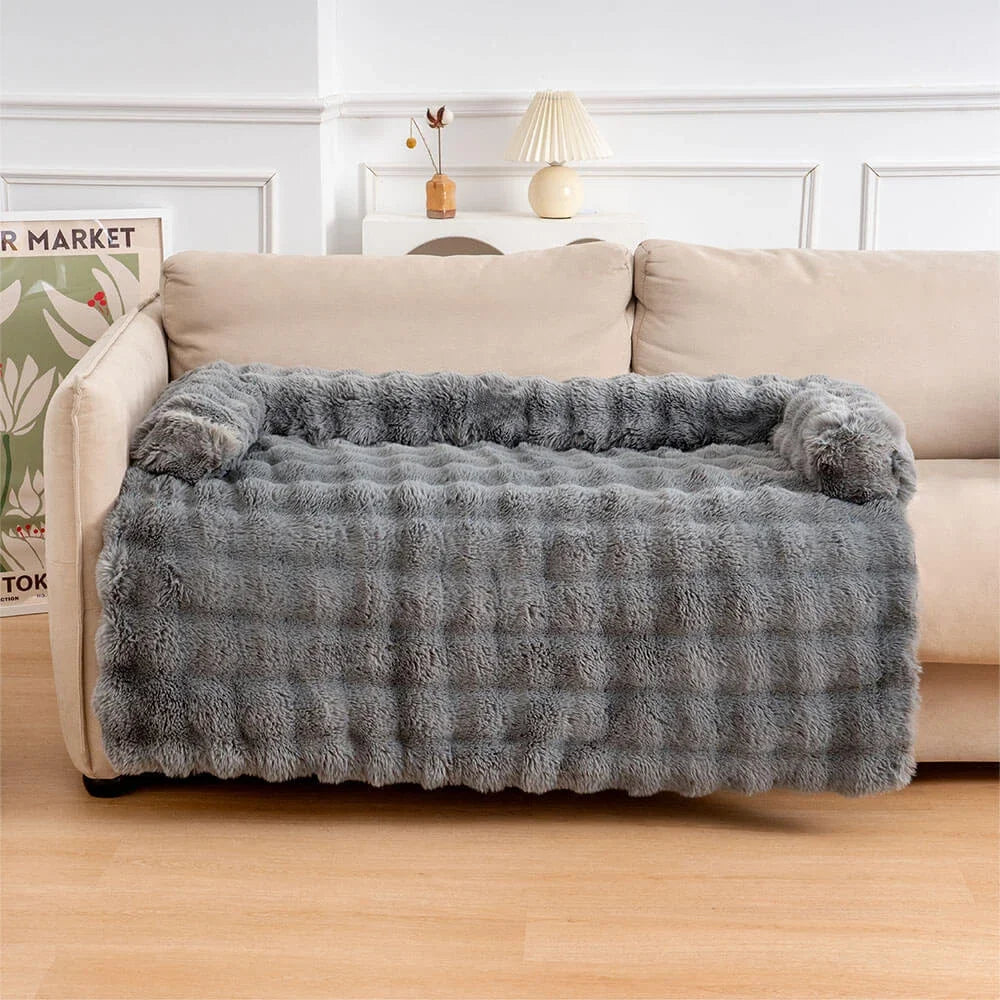 Fluffy Plush Dog Bed Soft Plush Dog Pad, Sofa Couch Pet Furniture Protector Cover, Washable, Blanket Cushion Dog Kennel