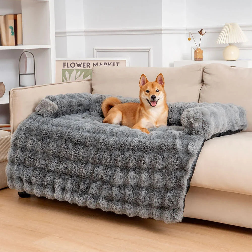 Fluffy Plush Dog Bed Soft Plush Dog Pad, Sofa Couch Pet Furniture Protector Cover, Washable, Blanket Cushion Dog Kennel