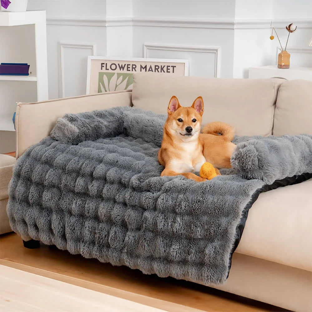 Fluffy Plush Dog Bed Soft Plush Dog Pad, Sofa Couch Pet Furniture Protector Cover, Washable, Blanket Cushion Dog Kennel