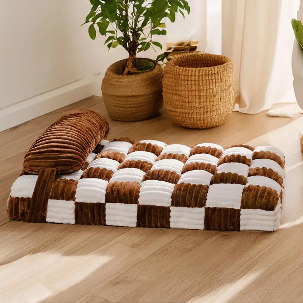 Handmade Plush Square Orthopedic Support with Pillow Large and Small Dog Beds Warm and Soft Dog Comfort Pads Pet Mattresses